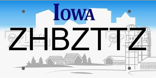ZHBZTTZ Iowa License Plate