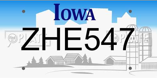 ZHE547 Iowa License Plate