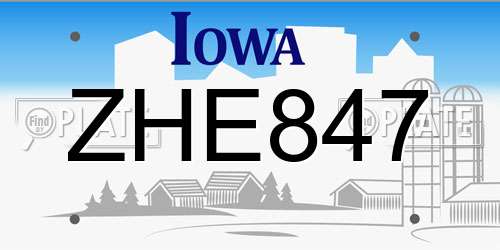 ZHE847 Iowa License Plate