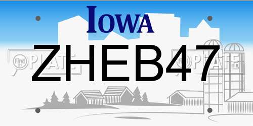 ZHEB47 Iowa License Plate