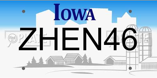ZHEN46 Iowa License Plate