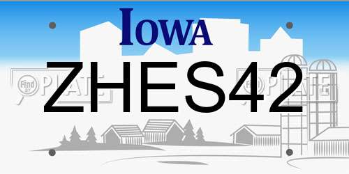 ZHES42 Iowa License Plate