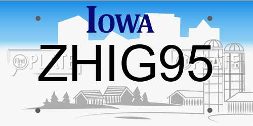 ZHIG95 Iowa License Plate