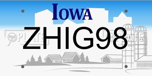ZHIG98 Iowa License Plate
