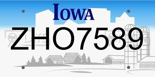 ZHO7589 Iowa License Plate