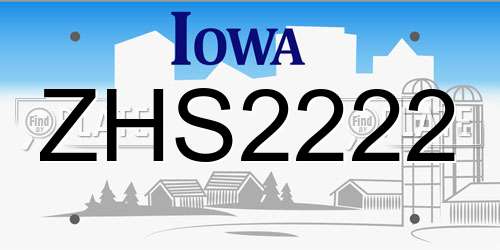 ZHS2222 Iowa License Plate