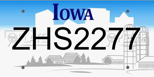 ZHS2277 Iowa License Plate