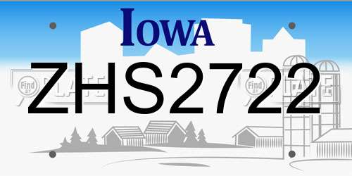 ZHS2722 Iowa License Plate