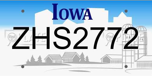 ZHS2772 Iowa License Plate