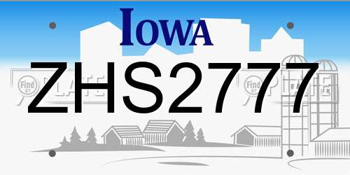 ZHS2777 Iowa License Plate