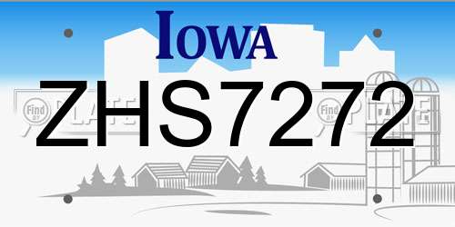 ZHS7272 Iowa License Plate