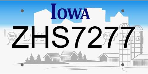 ZHS7277 Iowa License Plate
