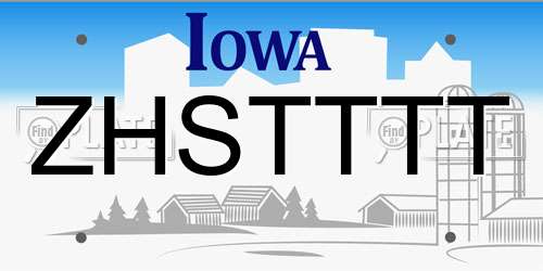 ZHSTTTT Iowa License Plate