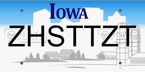 ZHSTTZT Iowa License Plate