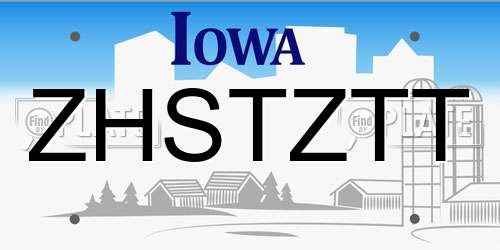 ZHSTZTT Iowa License Plate