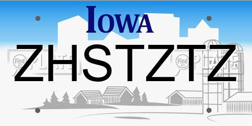 ZHSTZTZ Iowa License Plate
