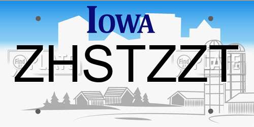 ZHSTZZT Iowa License Plate
