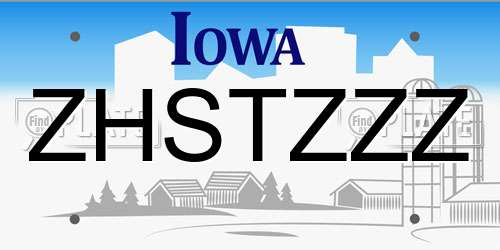 ZHSTZZZ Iowa License Plate