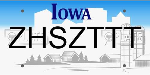 ZHSZTTT Iowa License Plate