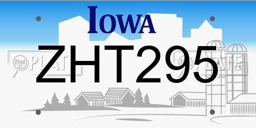 ZHT295 Iowa License Plate