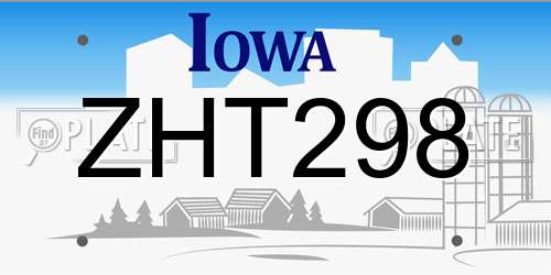 ZHT298 Iowa License Plate