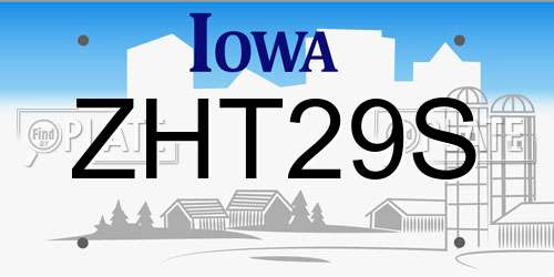 ZHT29S Iowa License Plate