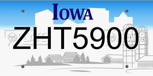 ZHT5900 Iowa License Plate