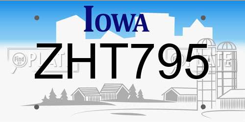 ZHT795 Iowa License Plate