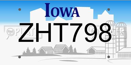 ZHT798 Iowa License Plate