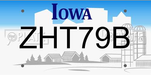 ZHT79B Iowa License Plate