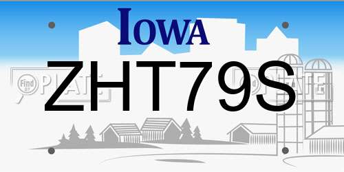 ZHT79S Iowa License Plate