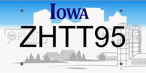 ZHTT95 Iowa License Plate