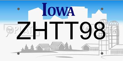 ZHTT98 Iowa License Plate