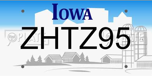 ZHTZ95 Iowa License Plate