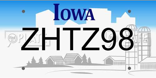 ZHTZ98 Iowa License Plate