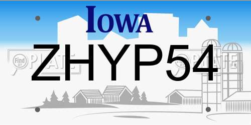 ZHYP54 Iowa License Plate