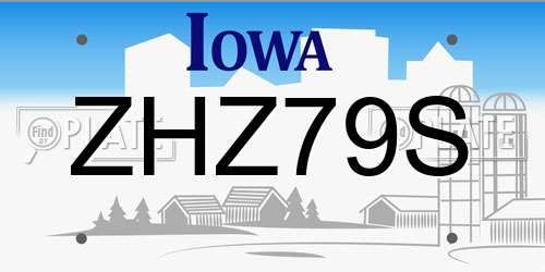 ZHZ79S Iowa License Plate