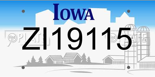 ZI19115 Iowa License Plate