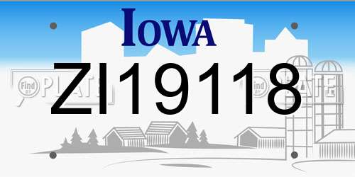 ZI19118 Iowa License Plate