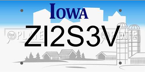 ZI2S3V Iowa License Plate
