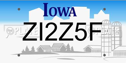 ZI2Z5F Iowa License Plate