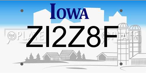 ZI2Z8F Iowa License Plate
