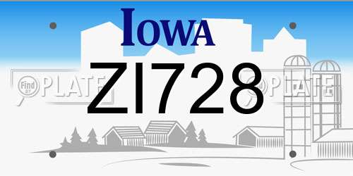 ZI728 Iowa License Plate