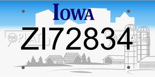 ZI72834 Iowa License Plate