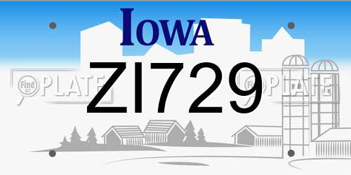ZI729 Iowa License Plate