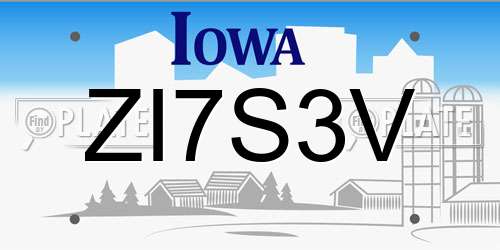 ZI7S3V Iowa License Plate