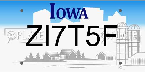 ZI7T5F Iowa License Plate