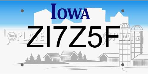 ZI7Z5F Iowa License Plate