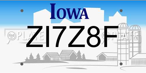 ZI7Z8F Iowa License Plate