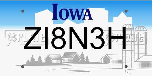 ZI8N3H Iowa License Plate